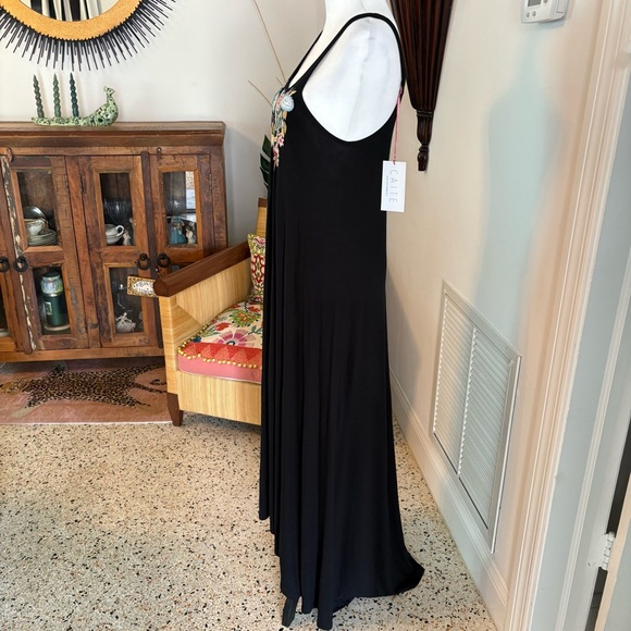 Anthropologie CAITE JULES Black Knit Embroidered Maxi High Low Dress! NEW! Sm - Picture 4 of 11